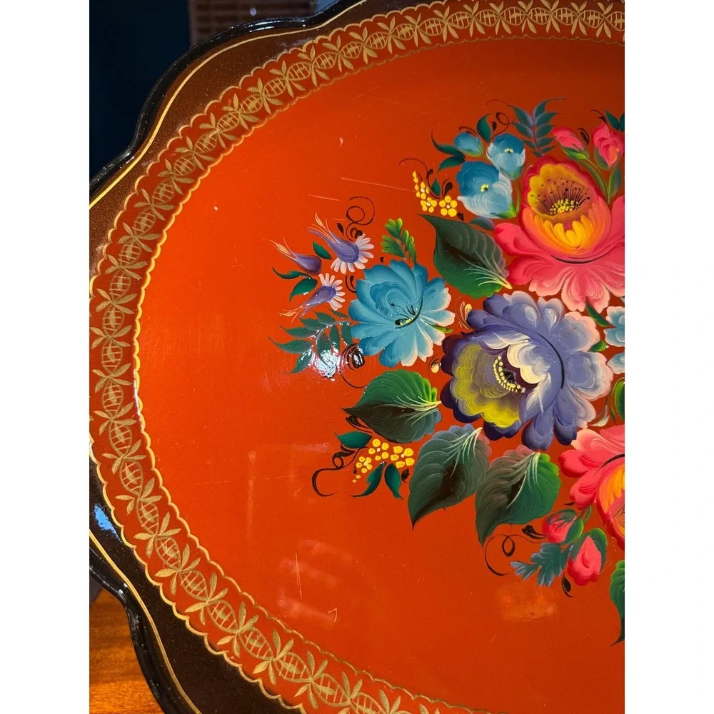 Toleware Zhostovo hand painted